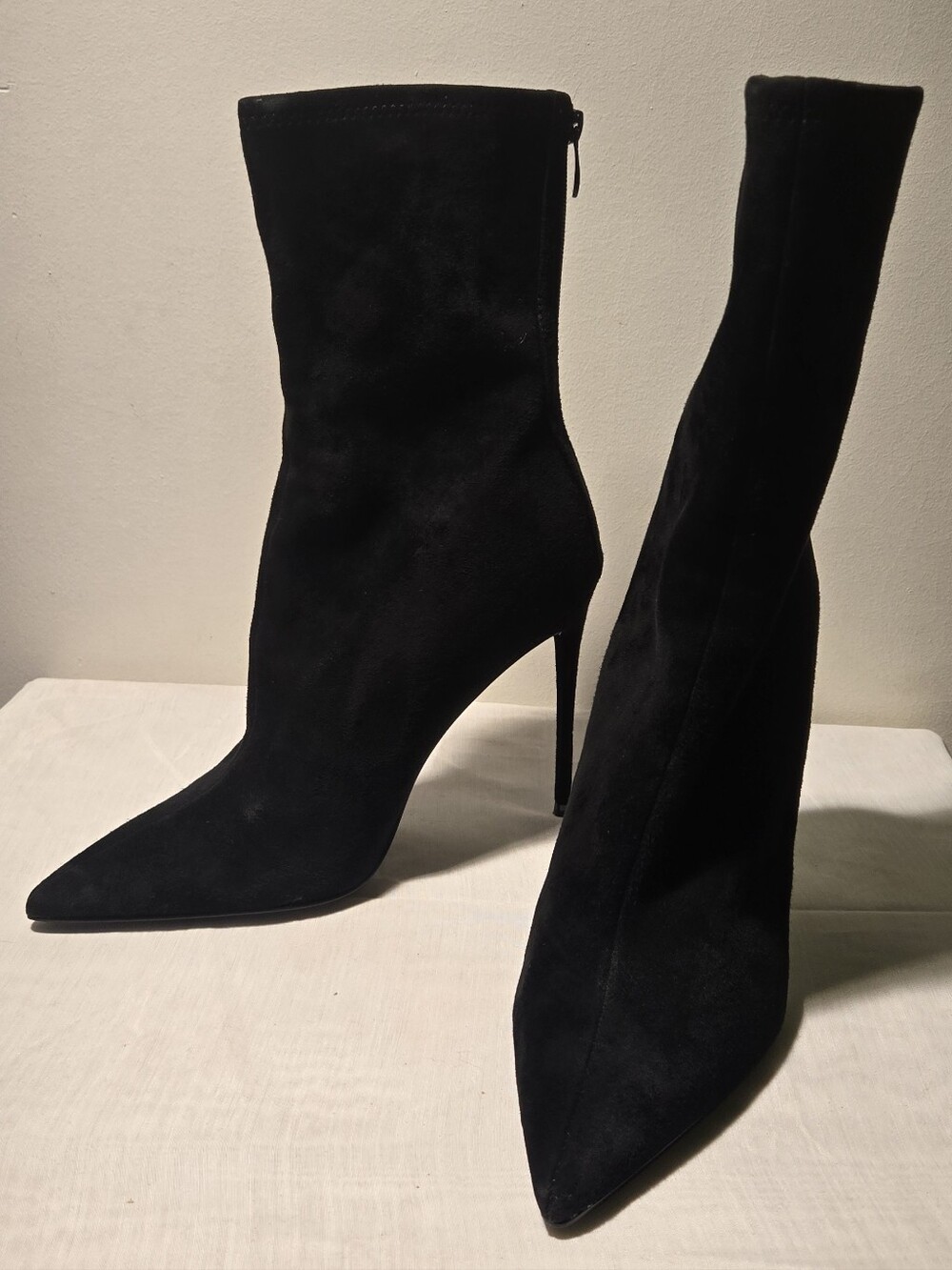 Steve Madden Women's Black Suede Leather Pointed-Toe Stiletto Ankle Boots